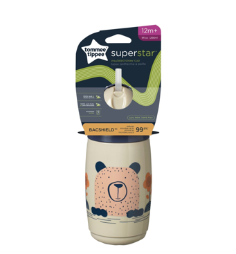 TOMMEE TIPPEE TASSE ISOTHERME A PAILLE SUPERSTAR 12M+ 266ML GRIS 447824-G