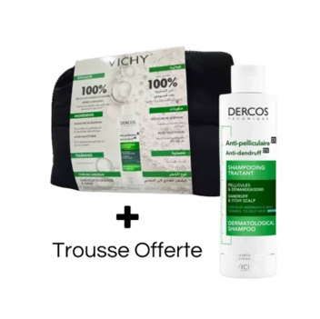 VICHY DERCOS SHAMPOING ANTI-PELLICULAIRE CHEVEUX GRAS 200ML + TROUSSE OFFERTE