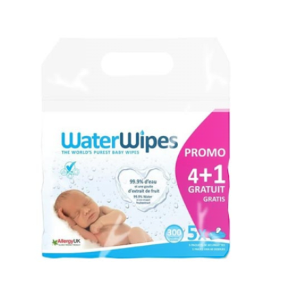 WATERWIPES LINGETTES BEBE *300 (PACK 4*60+1OFFERT)