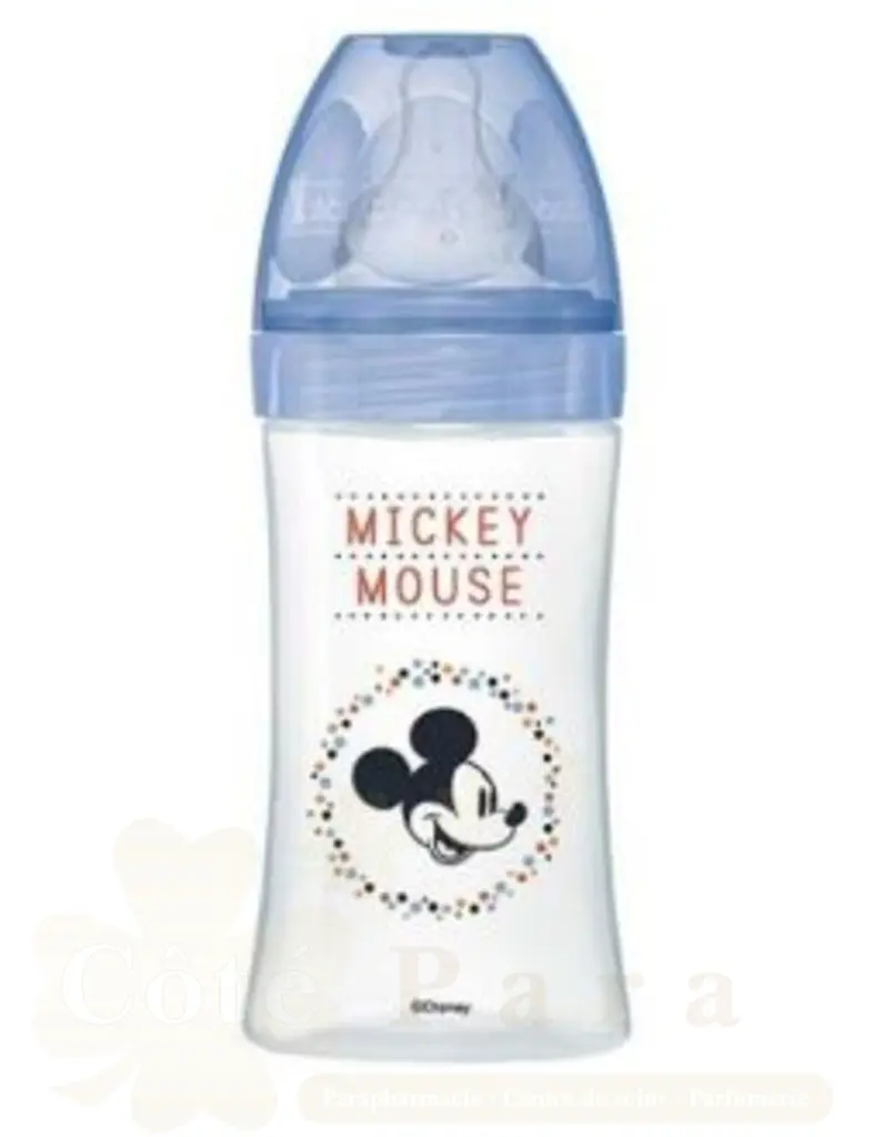 DODIE BIBERON INITIATION MICKEY BLEU TET RONDE 3VIT 270ML 0-6M