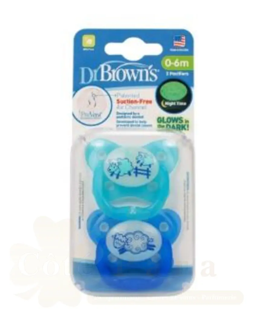 DR BROWNS 2 SUCETTES SHIELD PACIFIER 0-6M PV12401