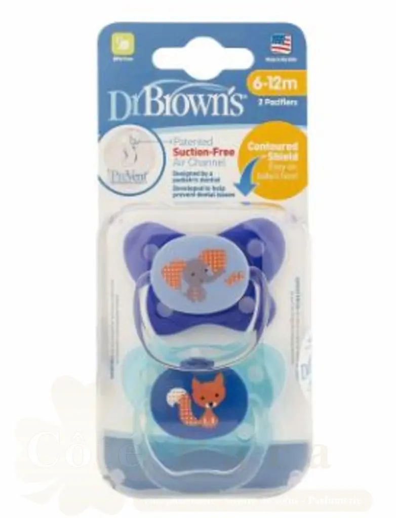 DR BROWNS 2 SUCETTES SHIELD PACIFIER 6-18M PV22401