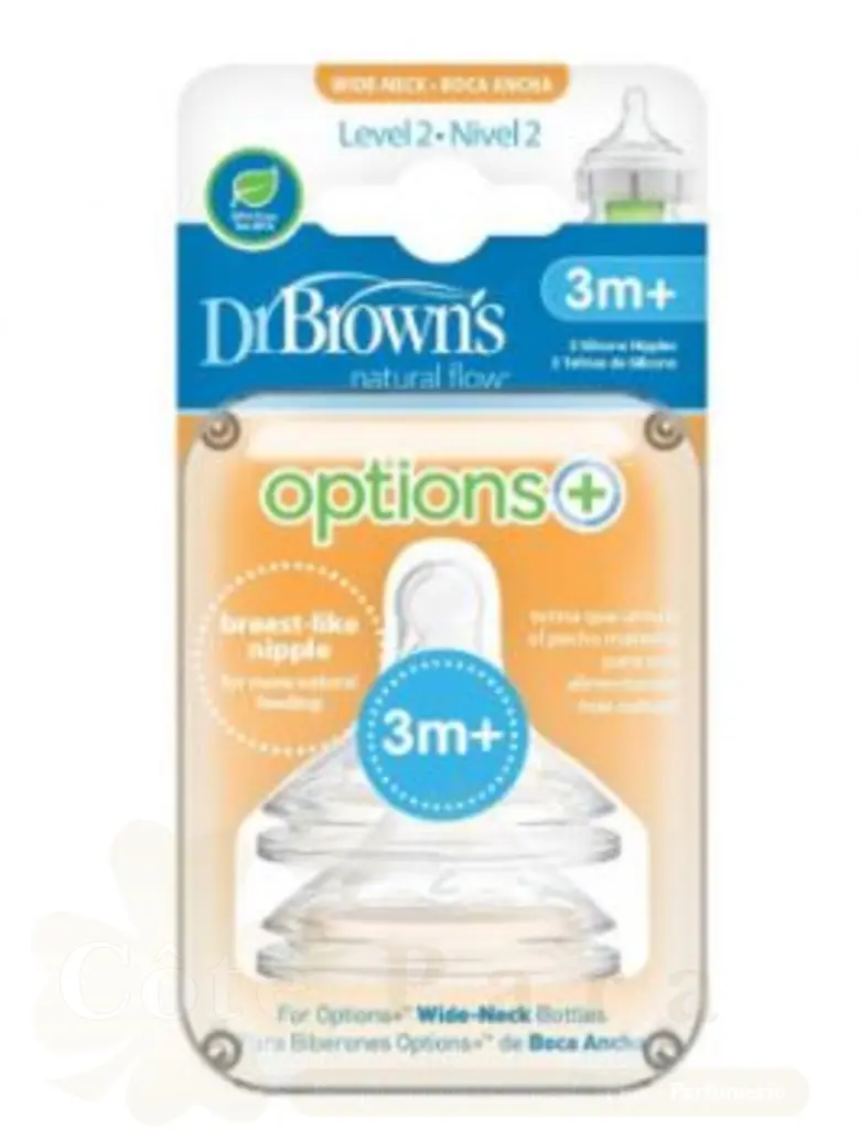 DR BROWNS 2 TETINES OPTION + LEVEL2 3M+ WN2201