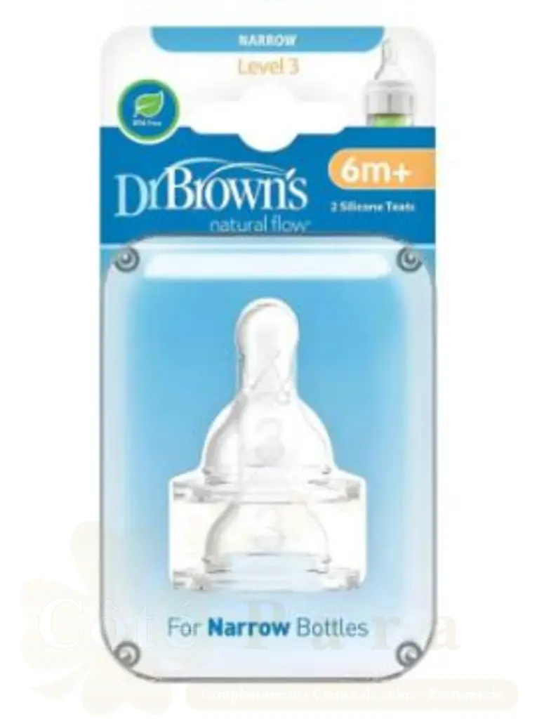 DR BROWNS 2 TETINES SILICONE NARROW LEVEL3 6M+ 332INTL