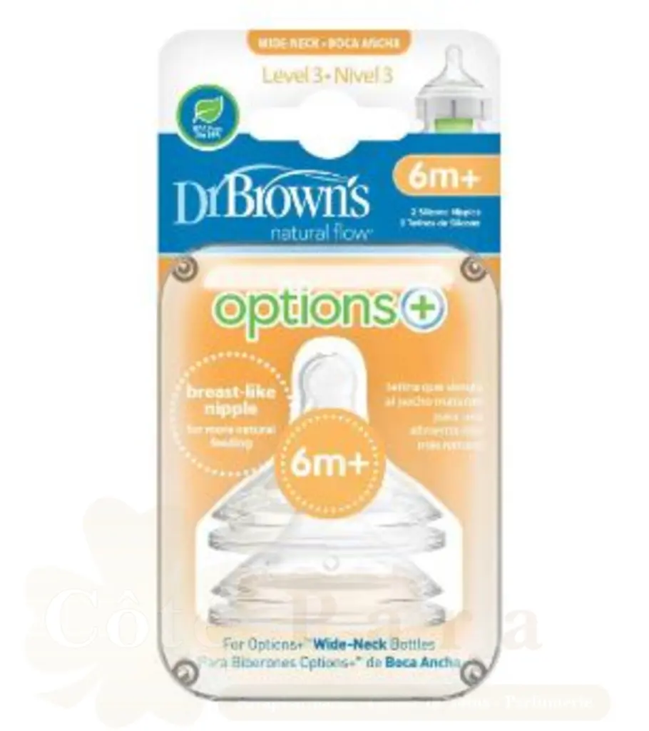 DR BROWNS 2 TETINES SILICONE OPTION+ 9M+ WN3201