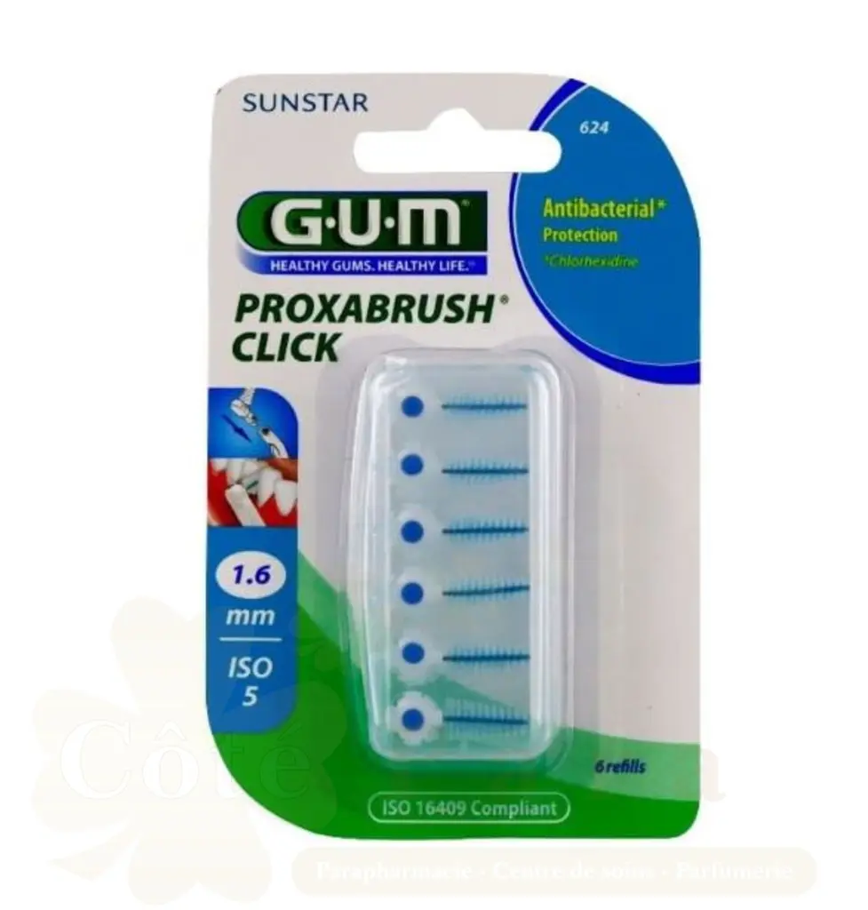 GUM PROXABRUSH RECHARGES X 6 1.6 MM REF 624
