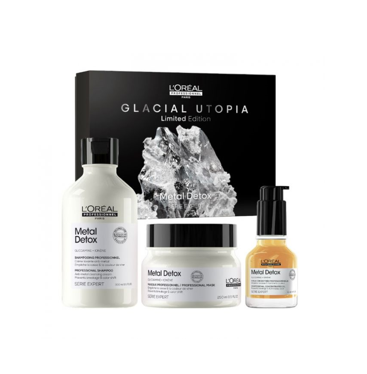 LP SE COFFRET TRIO METAL DETOX GLACIAL UTOPIA SHAMPOULES300ML +MASQUE 250ML+HUILE 50ML