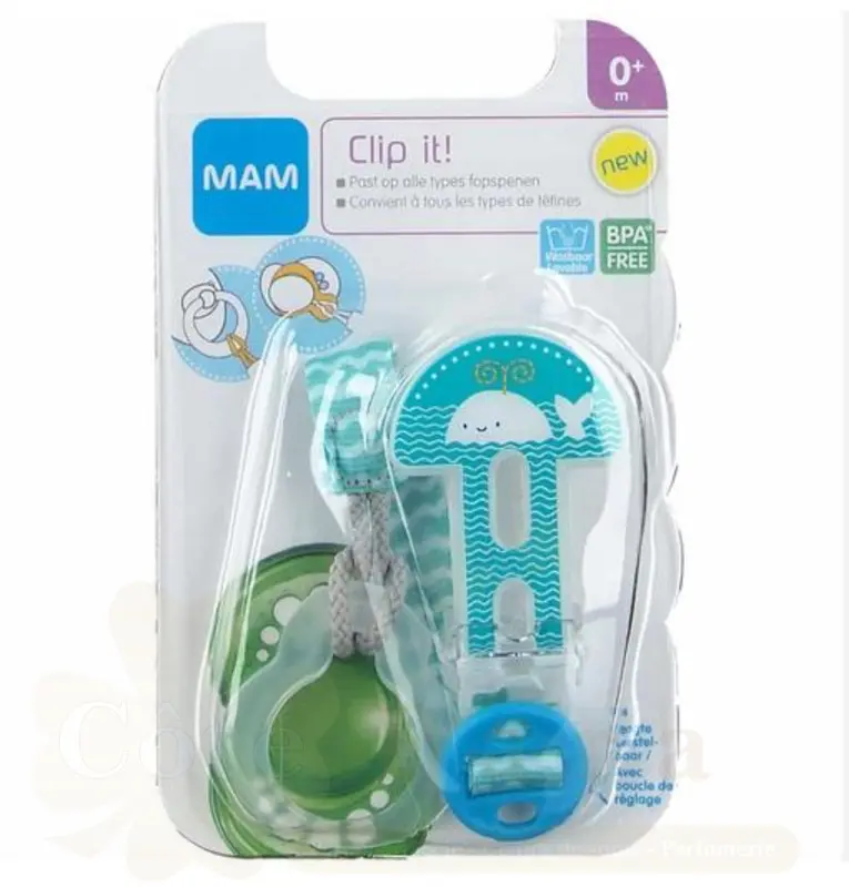 MAM ATTACHE SUCETTE CLIP+COVER 0M+