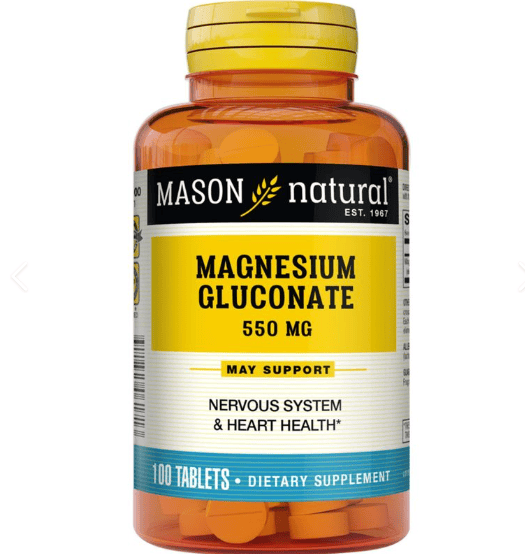 MASON NATURAL MAGNESIUM GLUCONATE 550MG 100 TABLETS