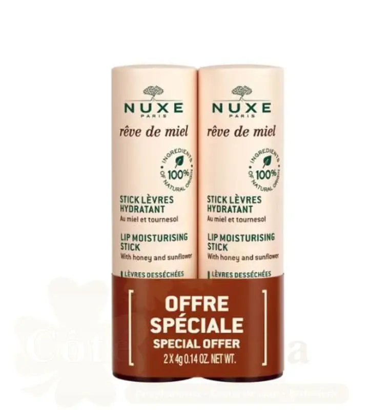 NUXE REVE DE MIEL STICK LEVRES *4G LOT DE 2
