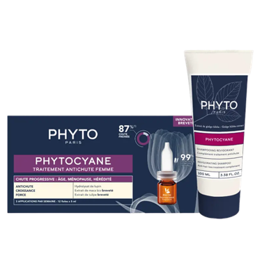 PHYTO SET PHYTOCYANE TRAITEMENT ANTICHUTE FEMME CHUTE PROGRESSIVE + SHAMPOOING 100ML OFFERT