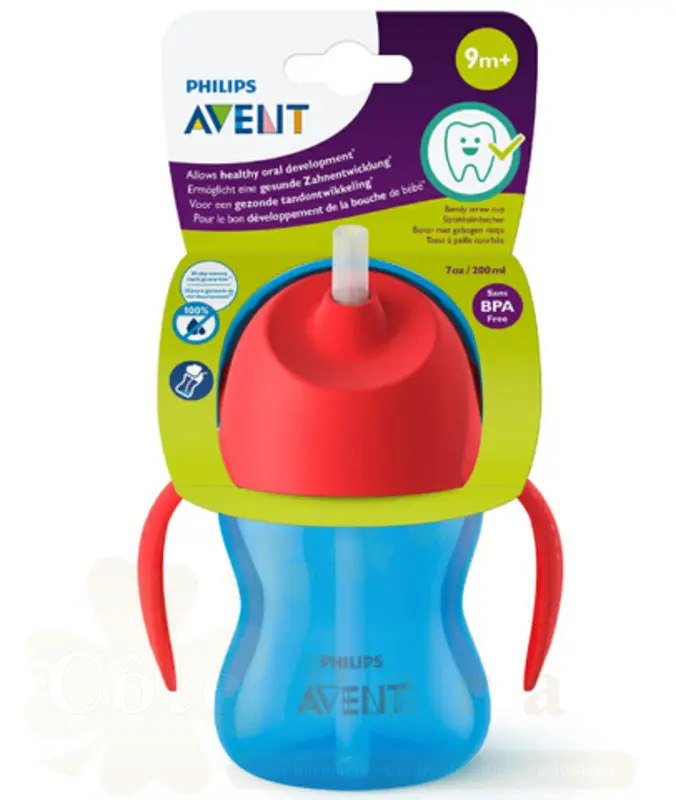 AVENT TASSE BLEU A PAILLE 200ML 9M+ SCF796/01