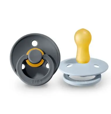 BIBS COLOUR 2 SUCETTES IRON/BABY BLUE TAILLE 1 REF 110223