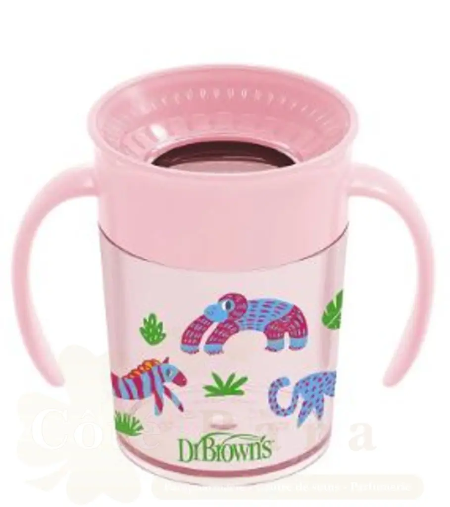 DR BROWNS GOBELET CHEERS 360 DECO BLEU AVEC POIGNET ROSE 6M+ 200ML...