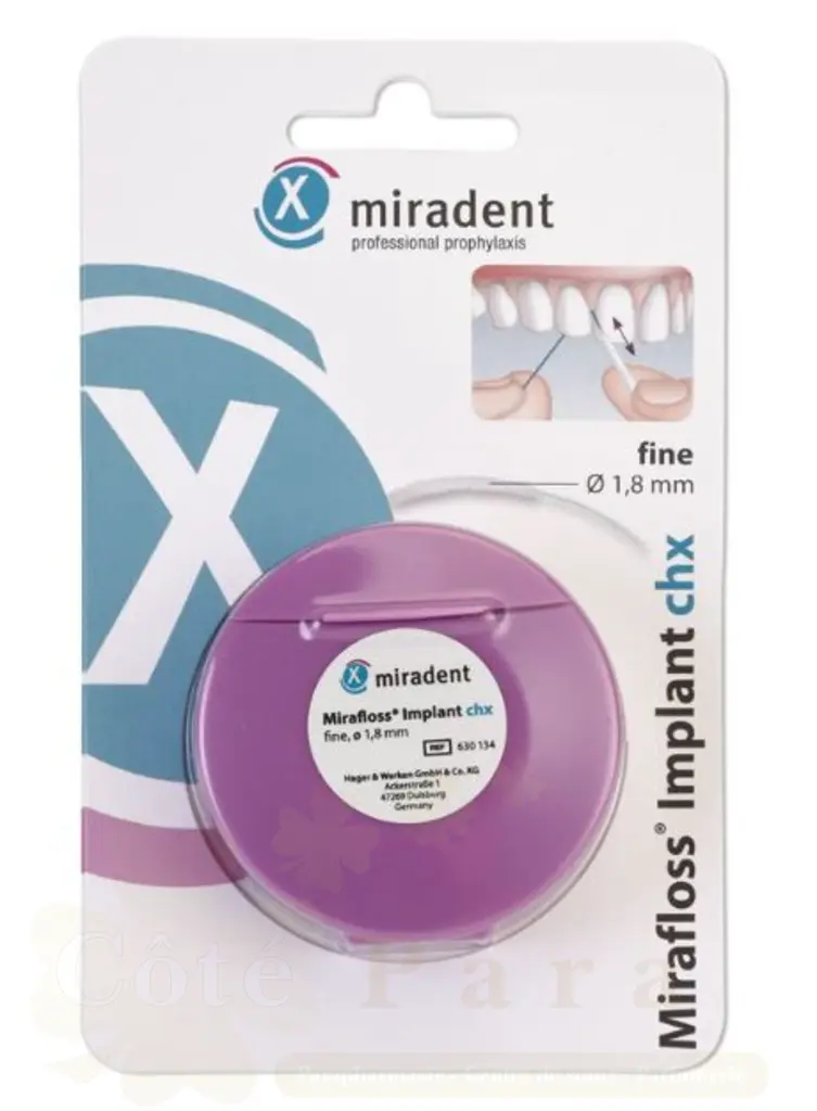 MIRADENT MIRAFLOSS IMPLANT CHX 1 5 MM FINE(FIL DENTAIRE SPECIAL IMPLANTS ET...